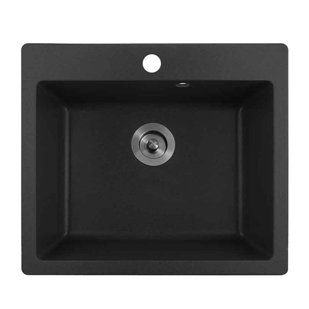 Chiuveta compozit Inter Ceramic finisaj granit negru 57x50 cm cu orificiu baterie