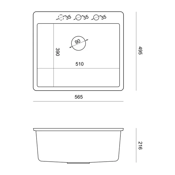 Chiuveta compozit Quadron Unique Morgan 110 alb - auriu 57x50 cm picture - 4