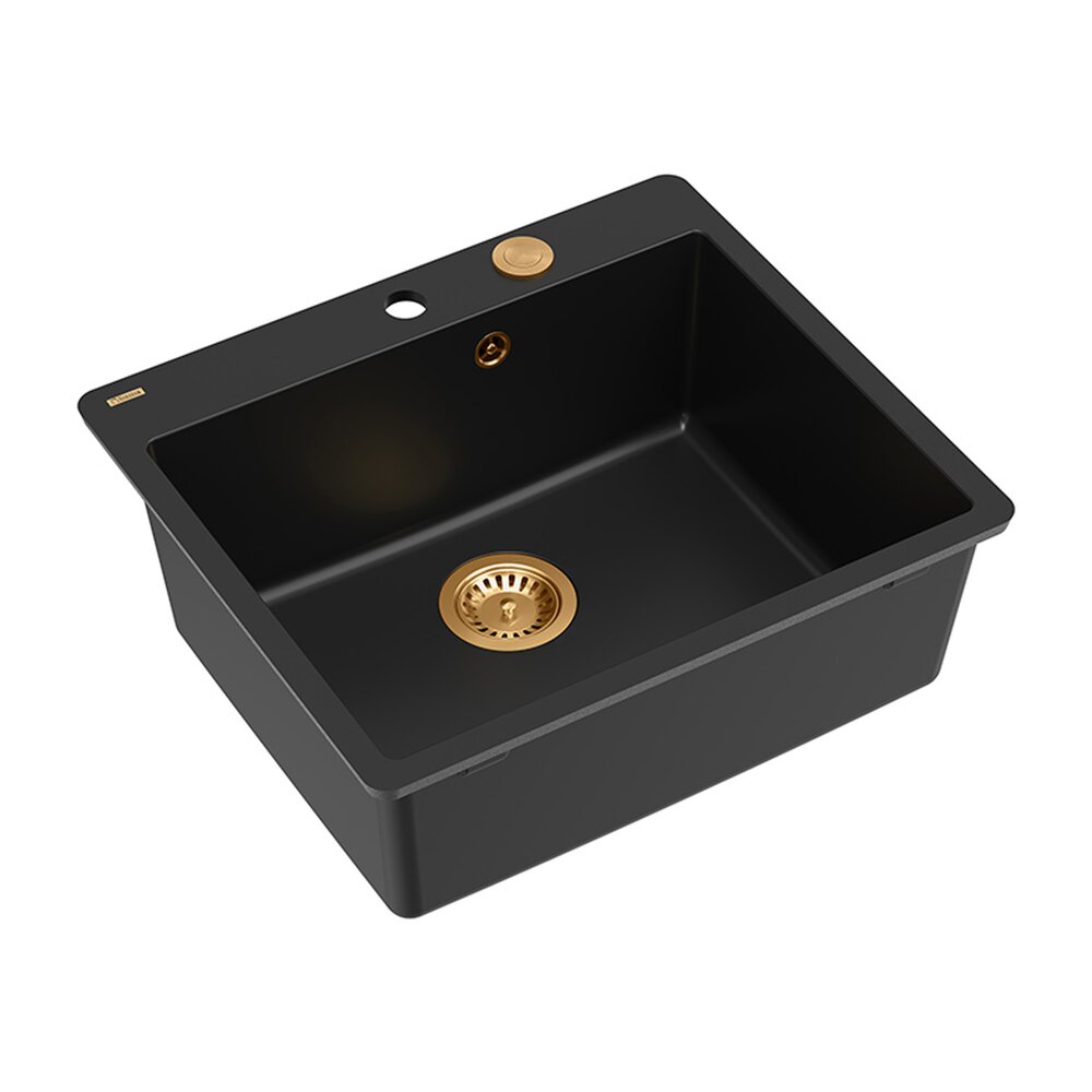 Chiuveta compozit Quadron Unique Morgan 110 negru carbon - cupru 57x50 cm