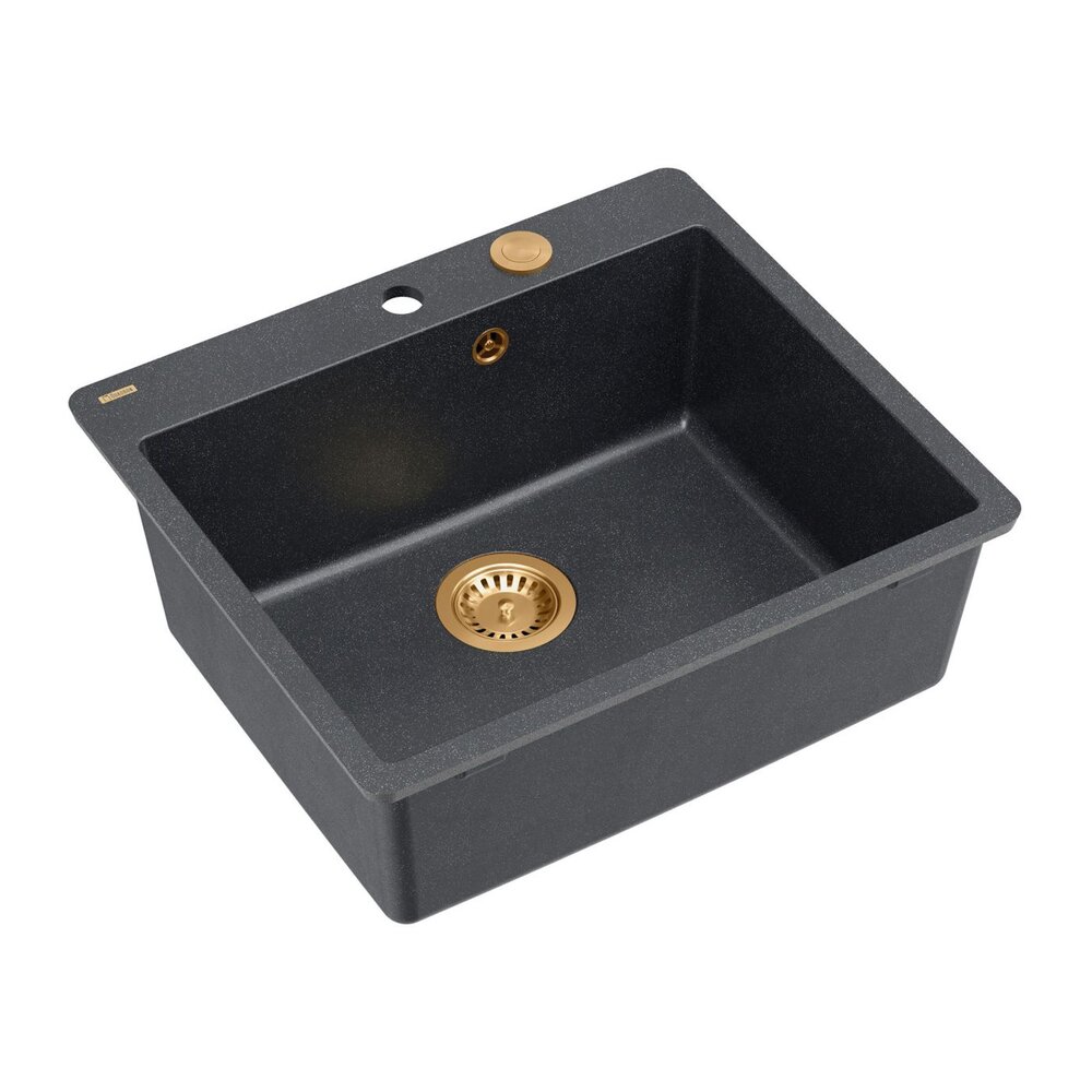 Chiuveta compozit Quadron Unique Morgan 110 negru diamant - cupru 57x50 cm
