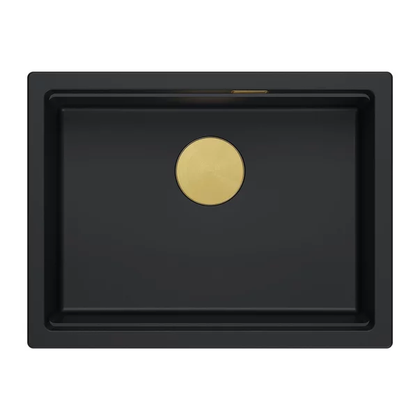 Chiuveta compozit sub blat Quadron Logan 100 negru carbon - auriu 56x45 cm picture - 2