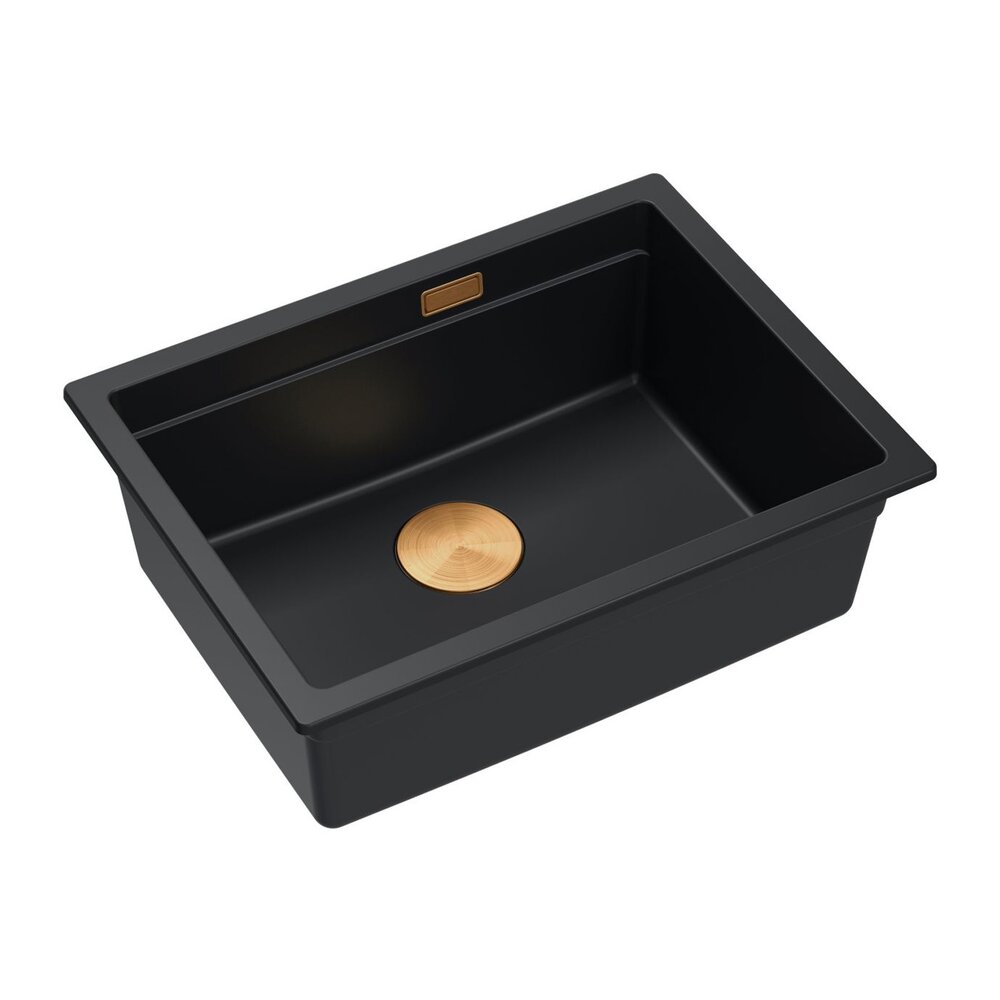 Chiuveta compozit sub blat Quadron Logan 100 negru carbon - cupru 56x45 cm