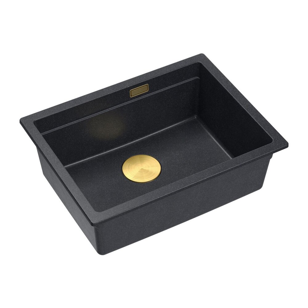Chiuveta compozit sub blat Quadron Logan 100 negru diamant - auriu 56x45 cm