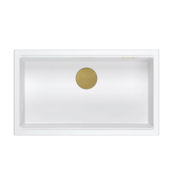 Chiuveta compozit incastrata Quadron Logan 110 alb - auriu 76x44 cm picture - 2