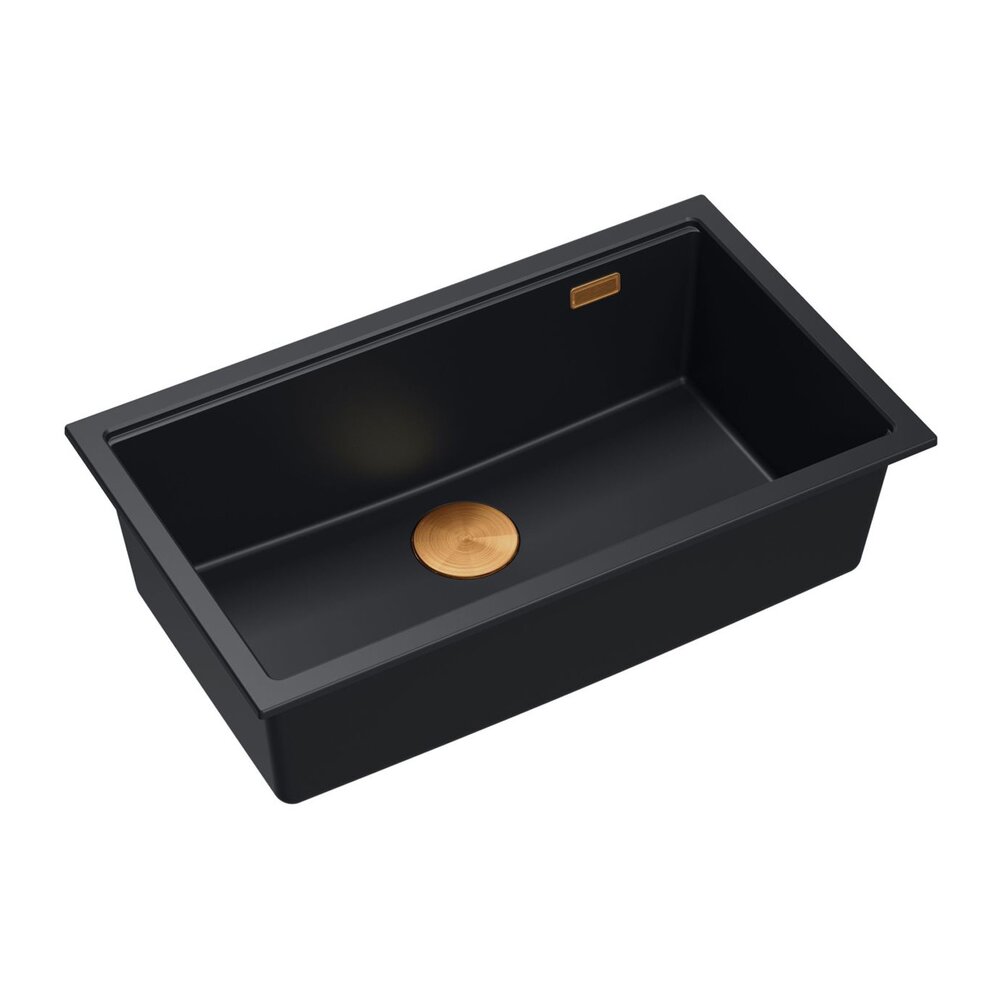 Chiuveta compozit sub blat Quadron Logan 110 negru carbon - cupru 76x44 cm
