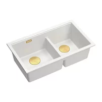Chiuveta compozit sub blat Quadron Logan 120 alb - auriu 76x45 cm