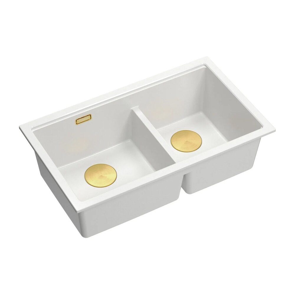 Chiuveta compozit sub blat Quadron Logan 120 alb - auriu 76x45 cm