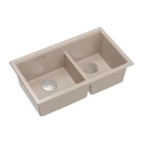 Chiuveta compozit sub blat Quadron Logan 120 bej - inox 76x45 cm