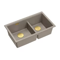 Chiuveta compozit sub blat Quadron Logan 120 bej soft taupe - auriu 76x45 cm