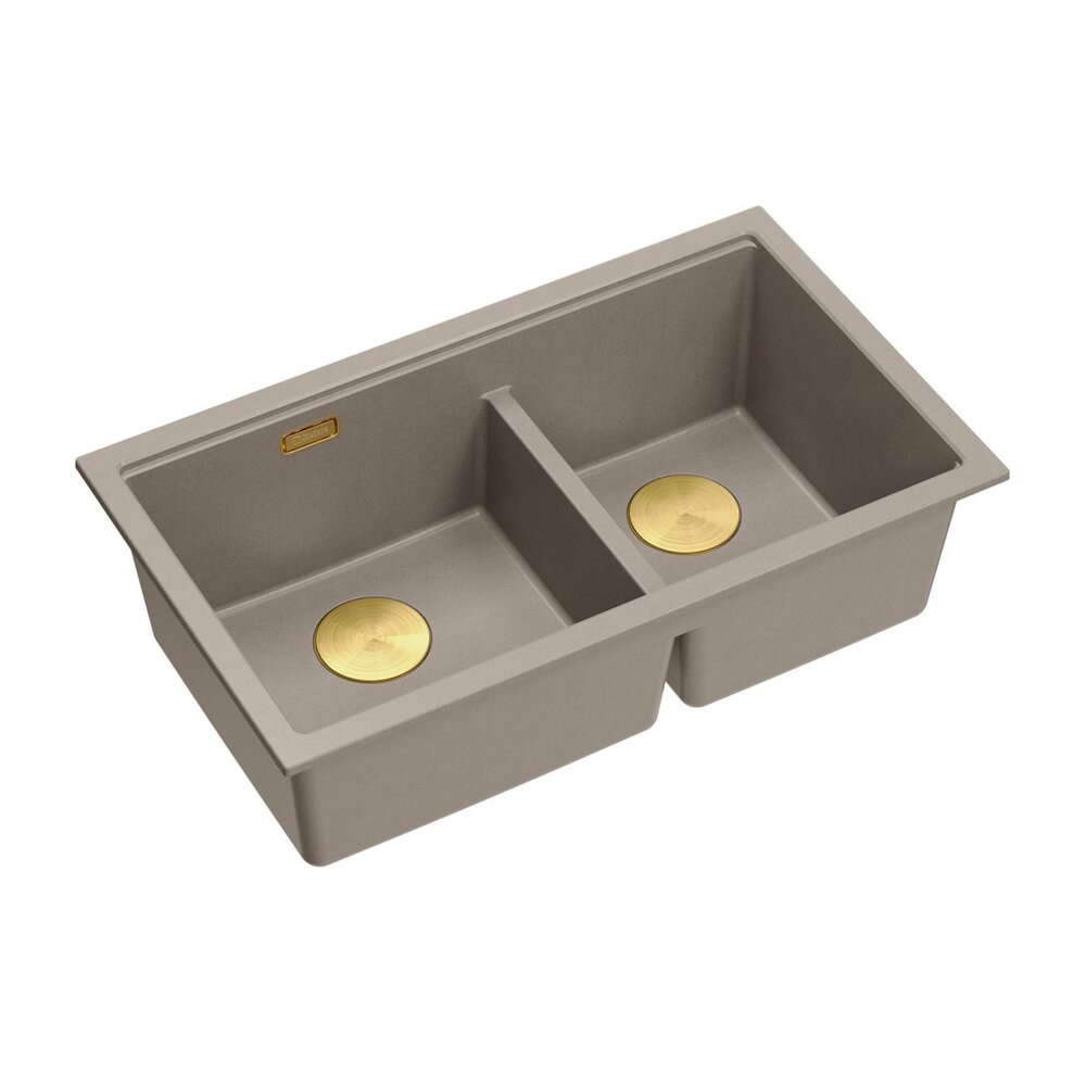 Chiuveta compozit sub blat Quadron Logan 120 bej soft taupe - auriu 76x45 cm