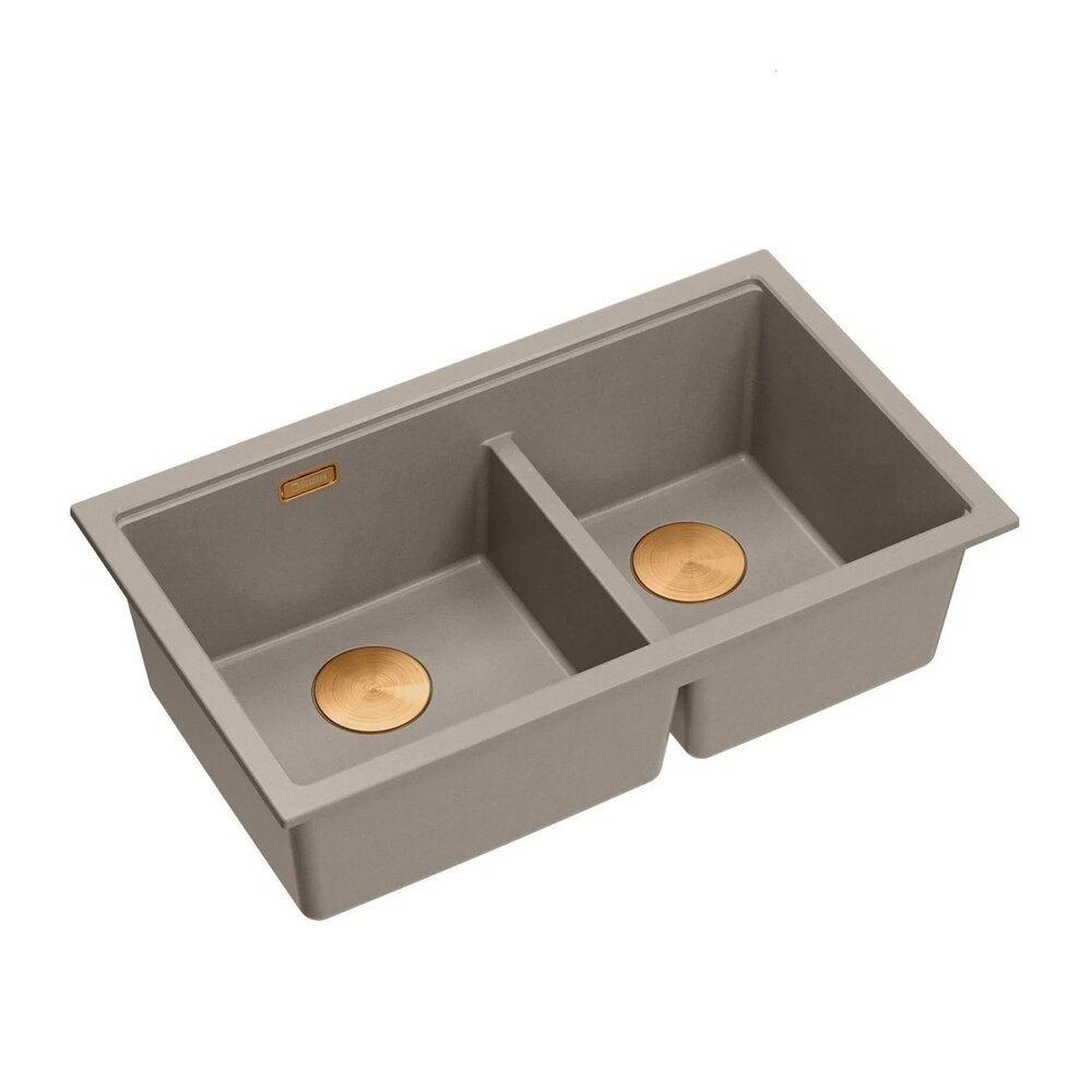 Chiuveta compozit sub blat Quadron Logan 120 bej soft taupe - cupru 76x45 cm