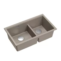 Chiuveta compozit sub blat Quadron Logan 120 bej soft taupe - inox 76x45 cm