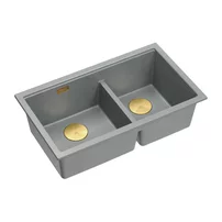 Chiuveta compozit sub blat Quadron Logan 120 gri - auriu 76x45 cm