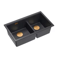 Chiuveta compozit sub blat Quadron Logan 120 negru diamant - cupru 76x45 cm