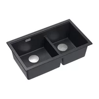 Chiuveta compozit sub blat Quadron Logan 120 negru diamant - inox 76x45 cm