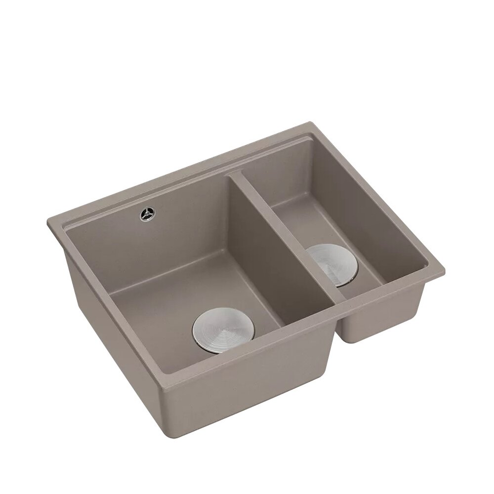 Chiuveta compozit incastrata Quadron Logan 150 bej - inox 56x46 cm