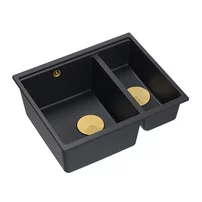 Chiuveta compozit sub blat Quadron Logan 150 negru carbon - auriu 56x46 cm