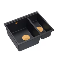 Chiuveta compozit sub blat Quadron Logan 150 negru carbon - cupru 56x46 cm