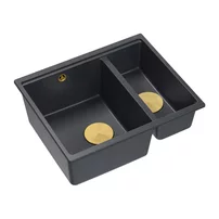 Chiuveta compozit sub blat Quadron Logan 150 negru diamant - auriu 56x46 cm