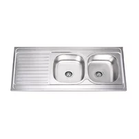 Chiuveta inox Inter Ceramic Alpaca cu doua cuve si picurator stanga finisaj inox lucios 120x60 cm