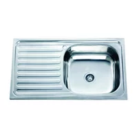 Chiuveta inox Inter Ceramic Alpaca cu o cuva cu picurator in stanga finisaj inox lucios 75x40 cm
