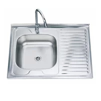 Chiuveta inox Inter Ceramic Alpaca cu o cuva si picurator dreapta finisaj inox lucios 80x60 cm