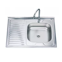 Chiuveta inox Inter Ceramic Alpaca cu o cuva si picurator stanga finisaj inox lucios 80x60 cm