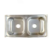 Chiuveta inox Inter Ceramic cu doua cuve fara picurator finisaj inox satinat 76x41 cm