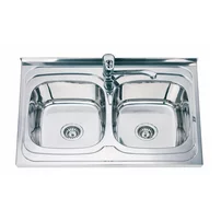 Chiuveta inox Inter Ceramic cu doua cuve finisaj inox lucios 80x60 cm