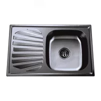 Chiuveta inox Inter Ceramic cu o cuva cu picurator stanga finisaj negru lucios 80x50 cm