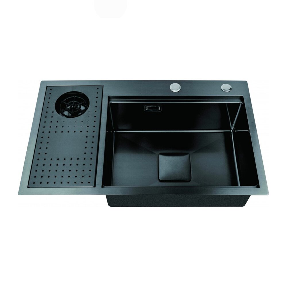 Chiuveta inox Inter Ceramic cu o cuva cu picurator stanga finisaj negru satinat 75×45 cm Bucatarie > Promoții > Noutati Inter Ceramic