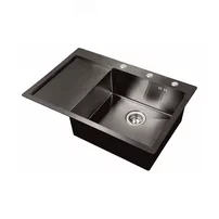 Chiuveta inox Inter Ceramic cu o cuva cu picurator stanga finisaj negru satinat 78x51 cm