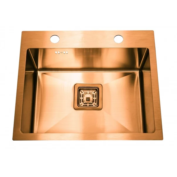 Chiuveta inox Inter Ceramic cu o cuva fara picurator finisaj auriu satinat 50x42 cm picture - 2