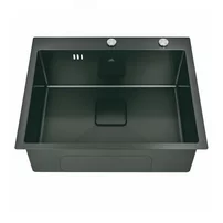 Chiuveta inox Inter Ceramic cu o cuva fara picurator finisaj negru satinat 50x42 cm
