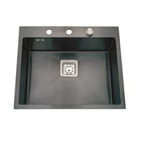 Chiuveta inox Inter Ceramic cu o cuva fara picurator finisaj negru satinat 60x50 cm