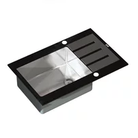 Chiuveta inox Inter Ceramic cu o cuva si picurator finisaj negru satinat 78x51 cm