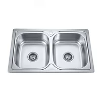 Chiuveta inox Inter Ceramic Tampico cu doua cuve fara picurator finisaj inox lucios 80x50 cm