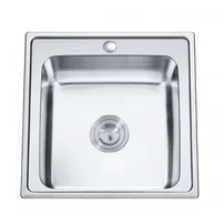 Chiuveta inox Inter Ceramic Tampico cu o cuva fara picurator finisaj inox satinat 50x50 cm
