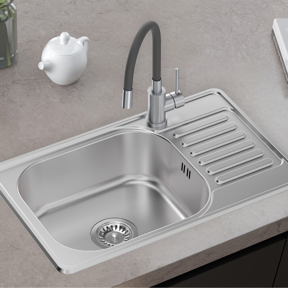 Chiuveta inox Quadron Eddie 111 cu o cuva cu picurator finisaj inox texturat 66x42 cm