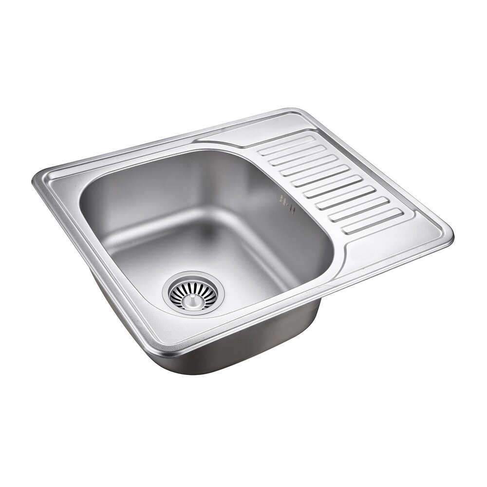 Chiuveta inox Quadron Kevin 116 cu o cuva cu picurator finisaj inox texturat 58x48 cm