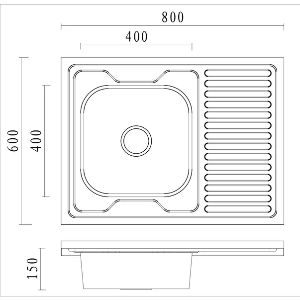 Chiuveta inox incastrata Quadron Pop Robin 111 inox satinat 80x60 cm stanga picture - 2