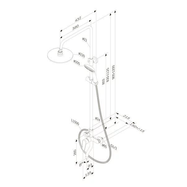 Coloana de dus cu baterie monocomanda AM.PM Play finisaj crom lucios picture - 19