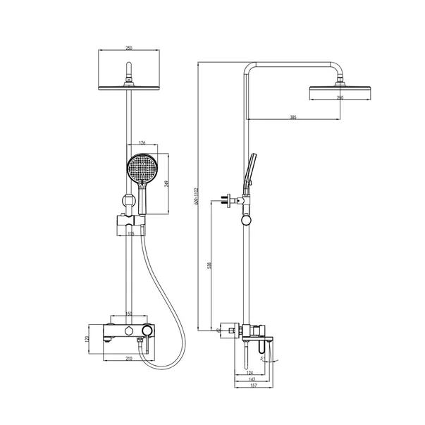Coloana de dus cu baterie monocomanda FDesign Zaffiro finisaj auriu periat picture - 3