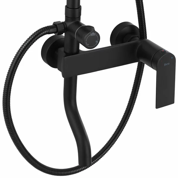 Coloana de dus cu baterie monocomanda negru mat Rea Storm cu pipa lunga picture - 2