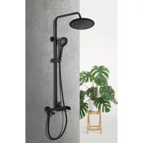 Coloana de dus cu baterie monocomanda Rubineta Olo+Ultra finisaj negru mat