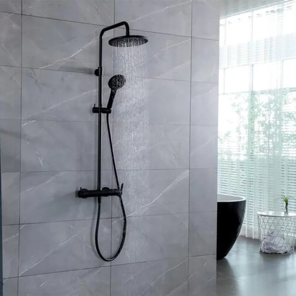 Coloana de dus cu baterie monocomanda Wirquin Roma Touch finisaj negru mat picture - 3