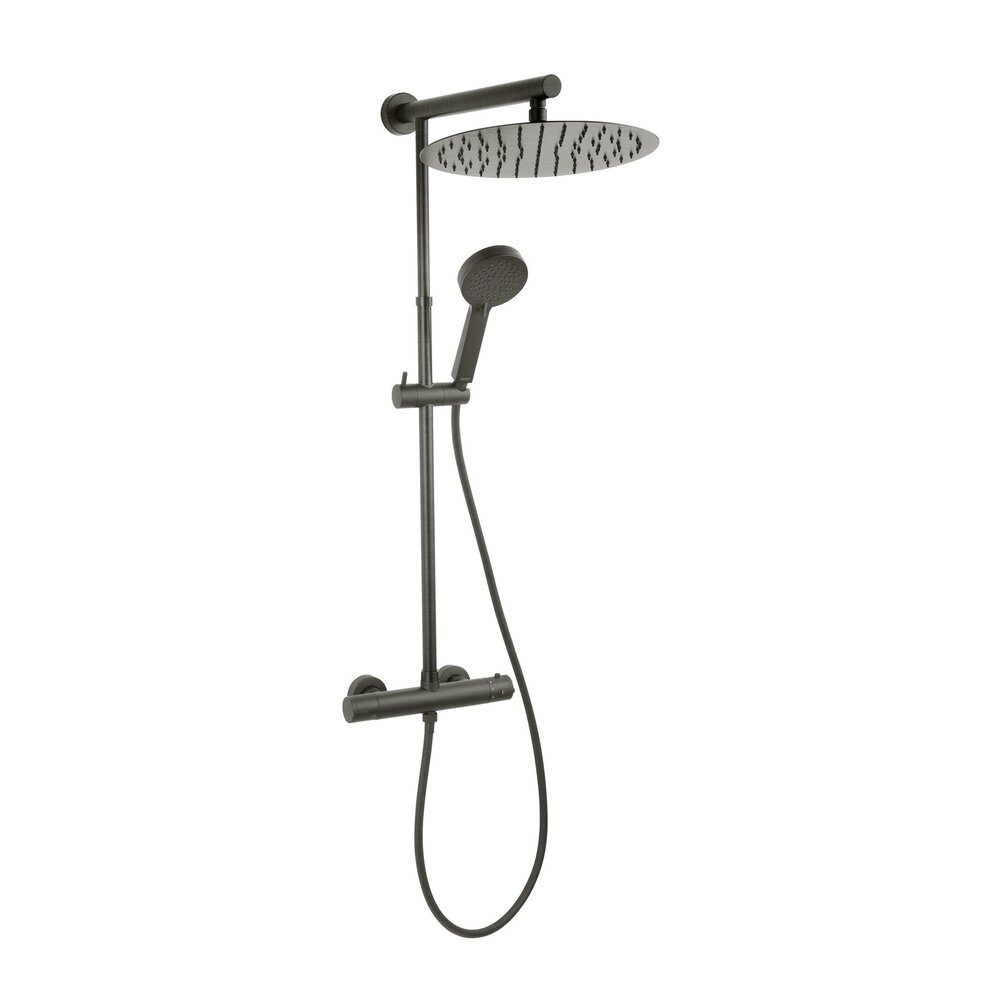 Coloana de dus cu baterie termostatata Ferro Trevi finisaj gri Gun Metal mat