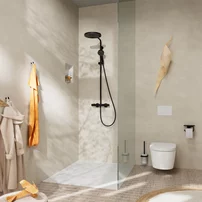 Coloana de dus cu baterie termostatata Hansgrohe Pulsify S Puro para cu 3 functii finisaj negru mat