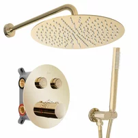 Coloana de dus cu baterie termostatata incastrata auriu Rea Lungo