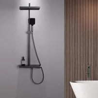 Coloana de dus cu baterie termostatata Inter Ceramic Majestic finisaj gri Gun Grey